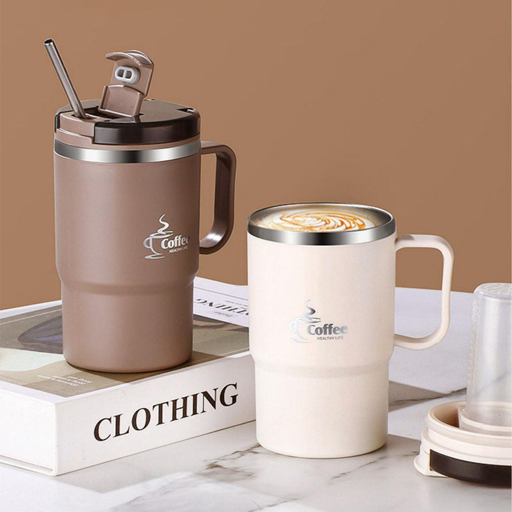 304 Stainless Steel Triple-Mode Insulated Coffee Mug with Tea Strainer