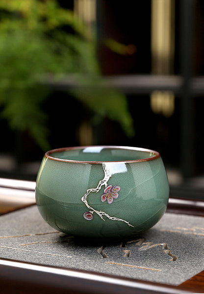 Guan Yao Plum Blossom Celadon Tea Cup