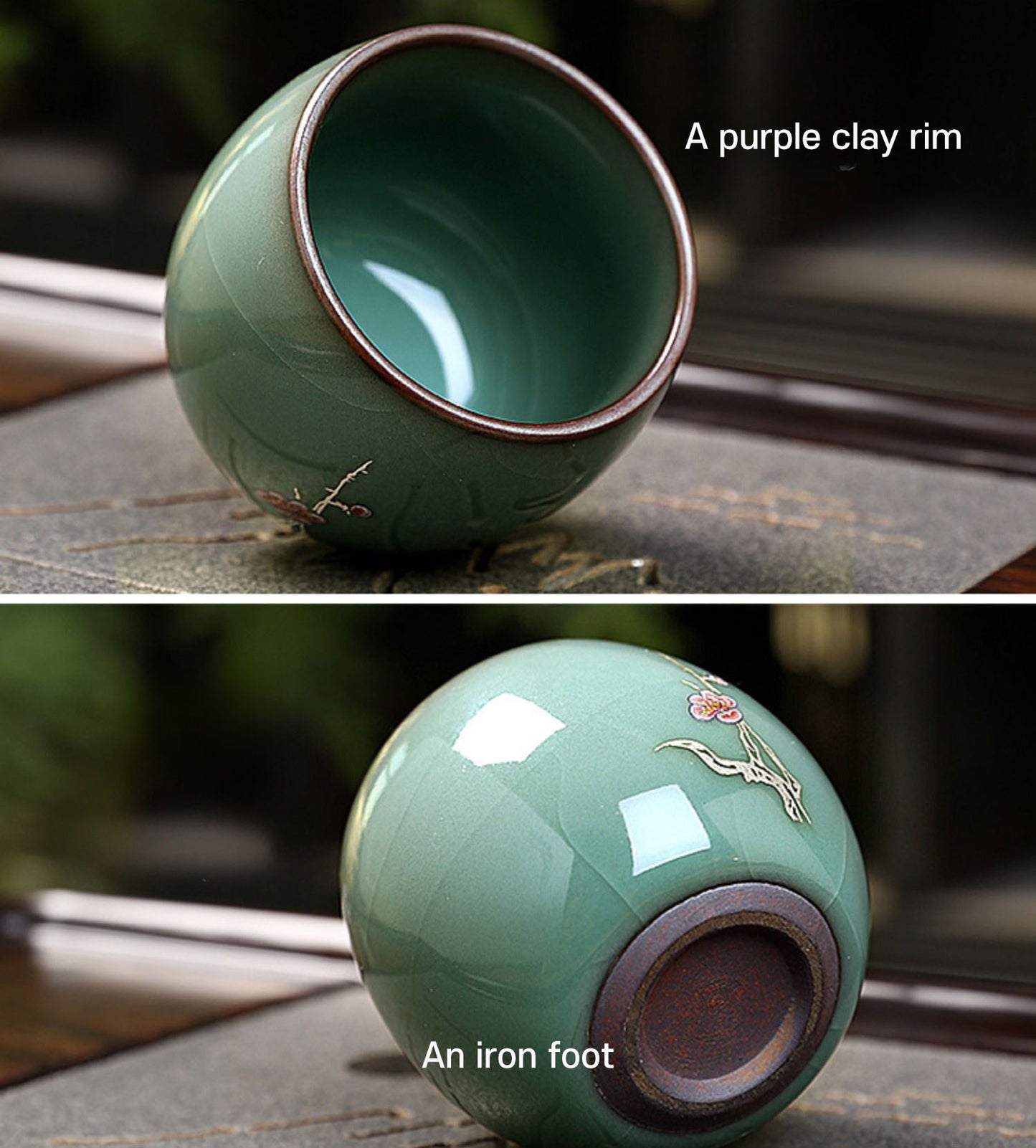 Guan Yao Plum Blossom Celadon Tea Cup