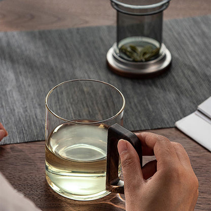 Zen Brew Master: Double-Wall Glass Tea Infuser with Elegant Wooden Handle