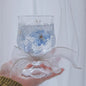 Handcrafted Decorative Glass Candle with Blue Floral Pattern - Four Seasons Collection