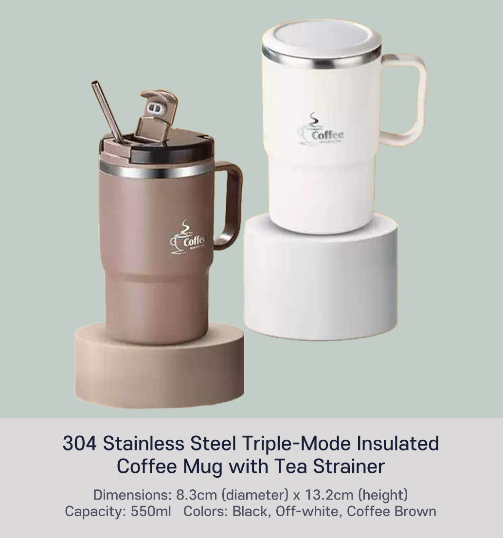 304 Stainless Steel Triple-Mode Insulated Coffee Mug with Tea Strainer main