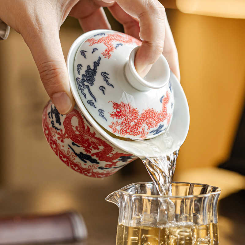 Qing-Hong Dragon Cloud Gaiwan