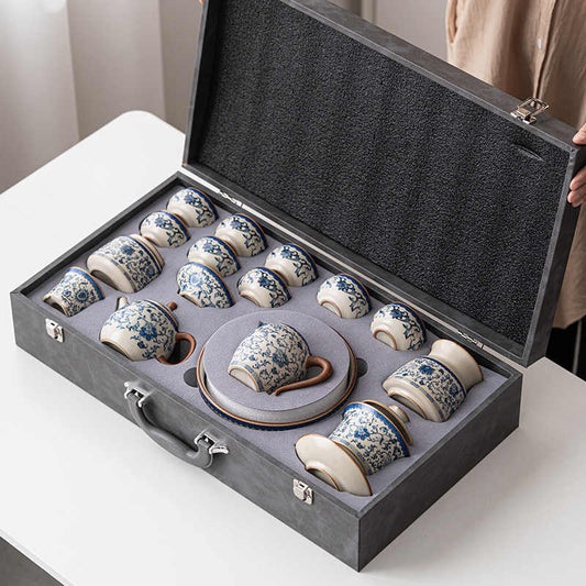 Lian Liang Lotus Ru Kiln porcelain tea set