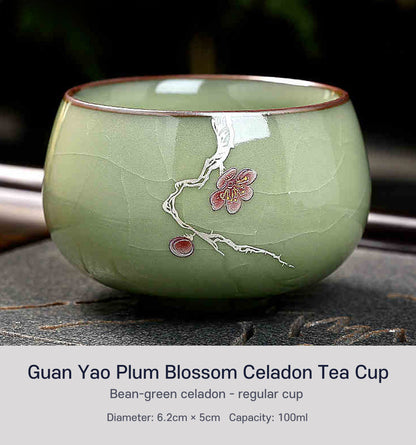 Guan Yao Plum Blossom Celadon Tea Cup