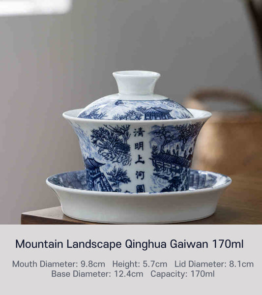 Mountain Landscape Qinghua Gaiwan