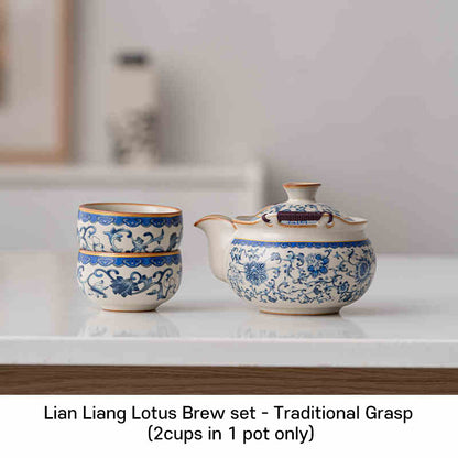 Lian Liang Lotus Ru Kiln porcelain tea set